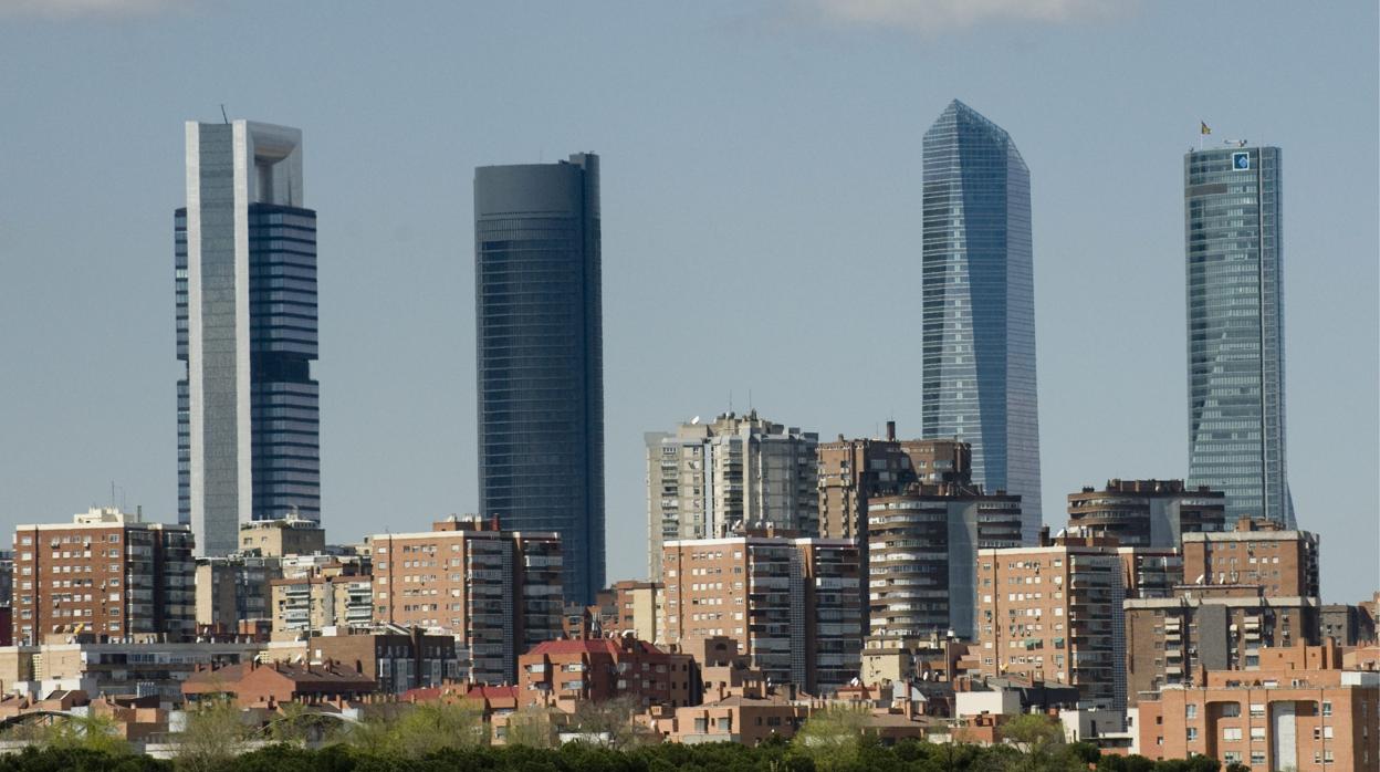 Vista general del skyline madrileño, con las cuatro torres