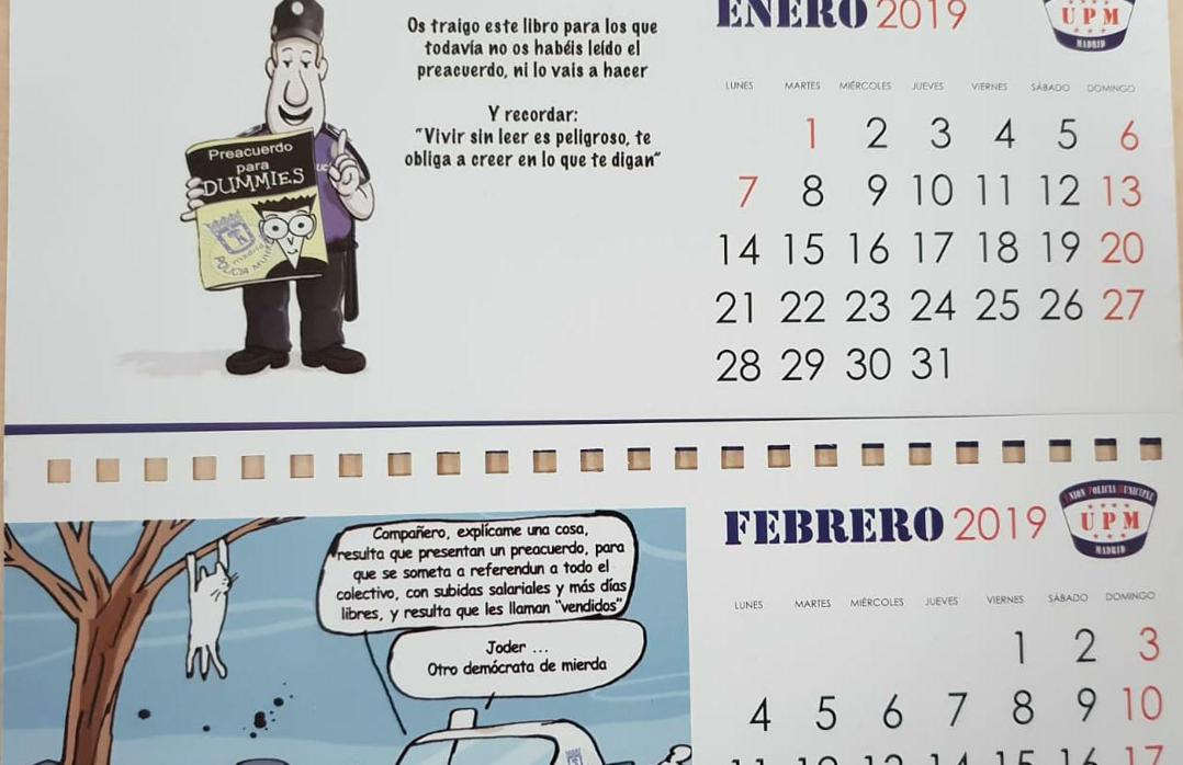 Un sindicato afin a Carmena insulta y se burla de los otros en un calendario