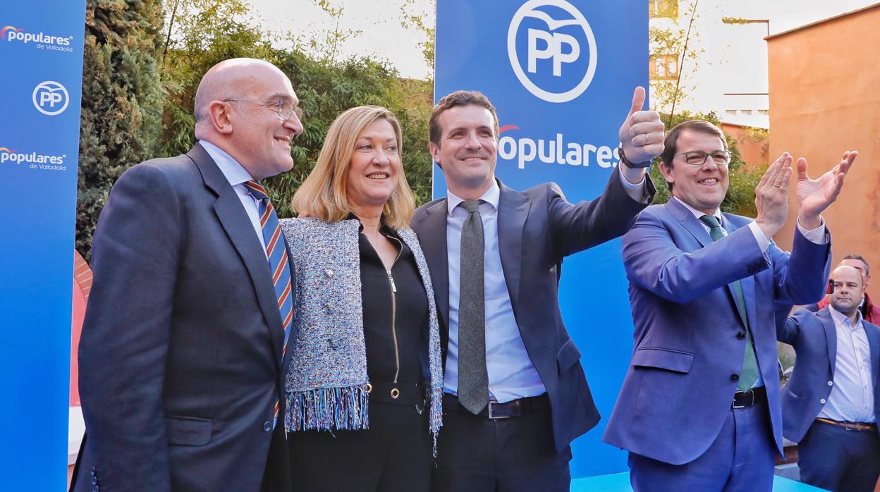 Carnero, Del Olmo, Casado y Fernández Mañueco, durante un acto del PP en Valladolid