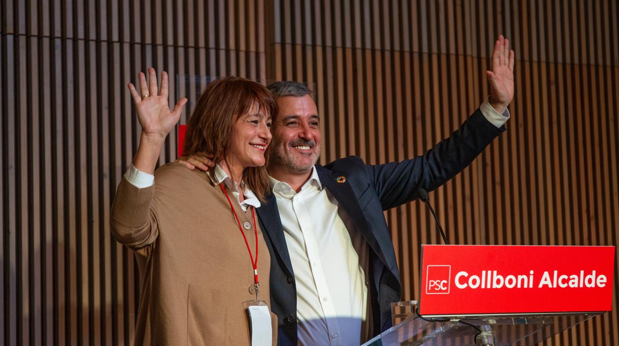 Jaume Collboni y Laia Bonet, ayer en Barcelona