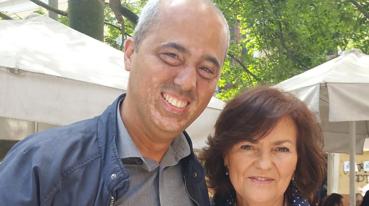 Ramón Morales, «coordinador» en Gran Canaria de Obras Públicas con la ministra Carmen Calvo en junio de 2018