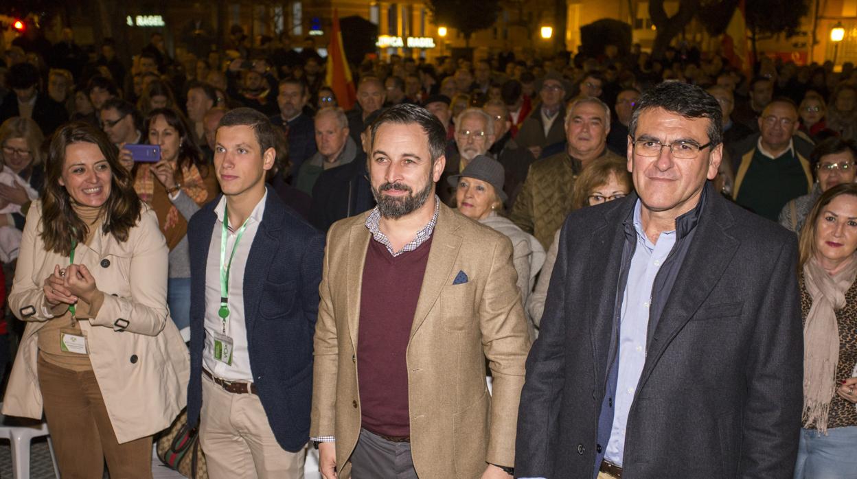 El presidente de Vox, Santiago Abascal, en un mitin en Huelva