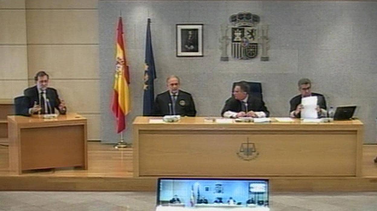 Mariano Rajoy, durante su declaración com testigo en el juicio del caso Gürtel, el 26 de julio de 2017