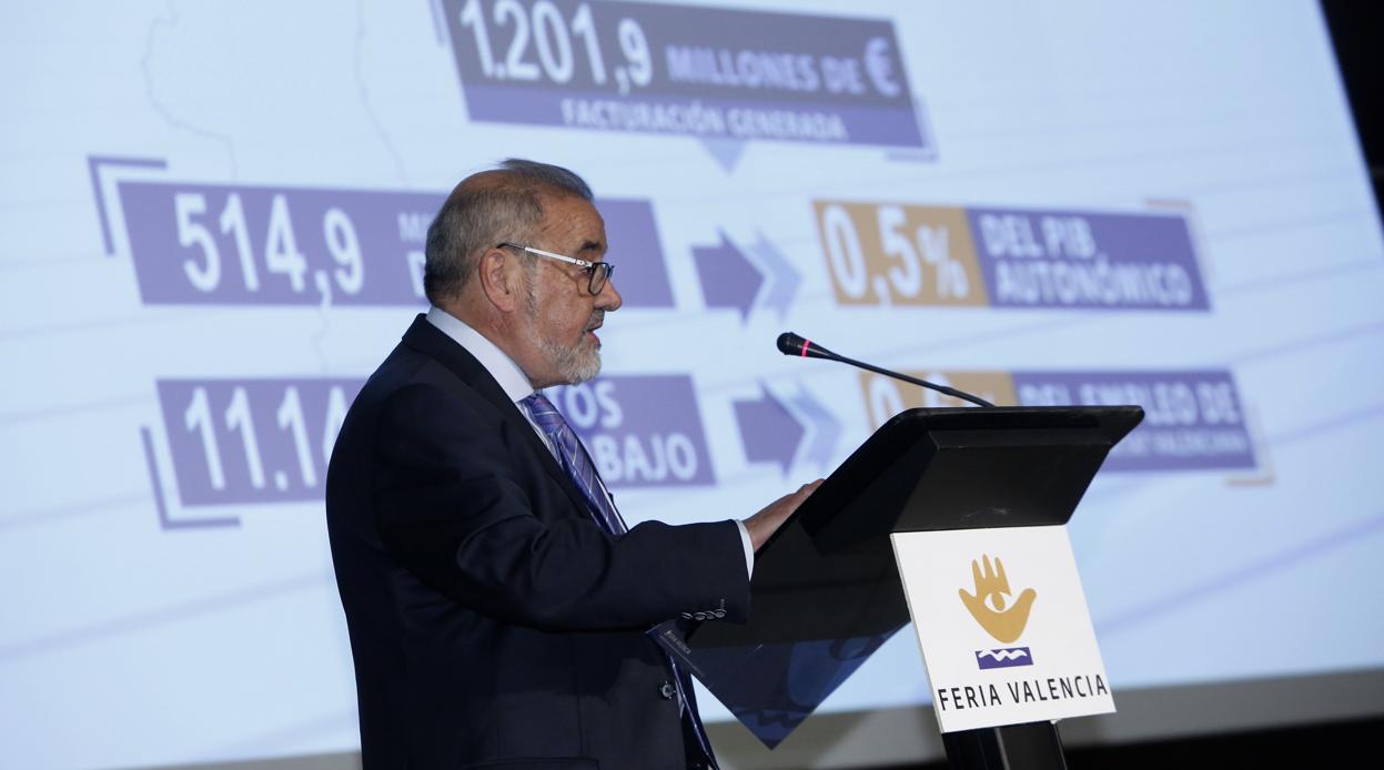 El presidente de Feria Valencia, José Vicente González, en la presentación del informe sobre la institución