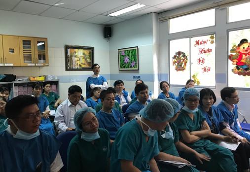 Los ginecólogos vietnamitas durante la master class