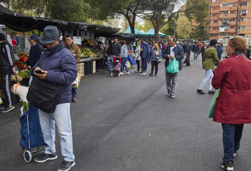 Varias personas compran en el rastrillo, el domingo