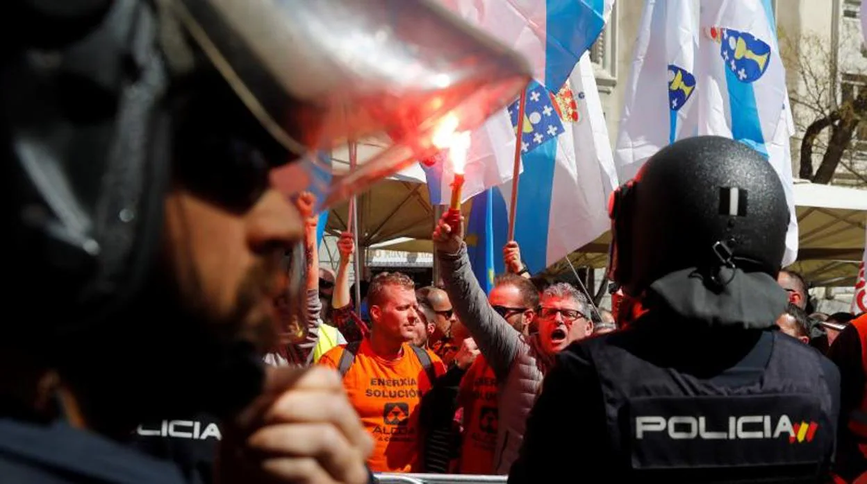 Manifestación de los trabajadores de Alcoa celebrada el 28 de marzo en Madrid