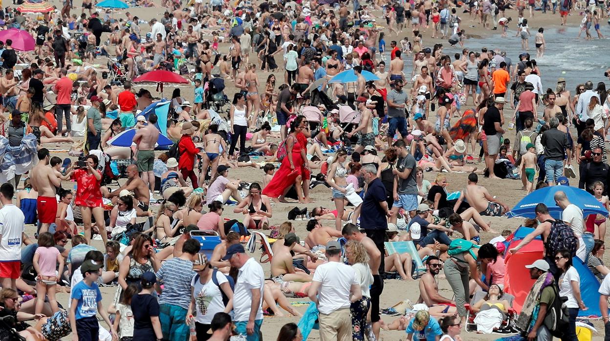 Imagen tomada este domingo en la playa de Las Arenas de Valencia