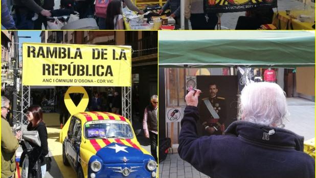 Los CDR organizan un lanzamiento de dardos contra una imagen del Rey en pleno centro de Vic