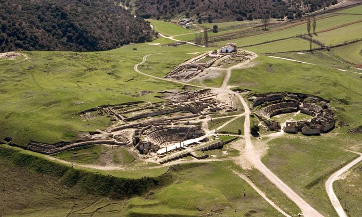 Vista aérea del parque arqueológico de Segóbriga, en Cuenca