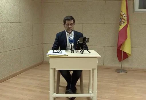 Jordi Sànchez, en su rueda de prensa desde Soto del Real