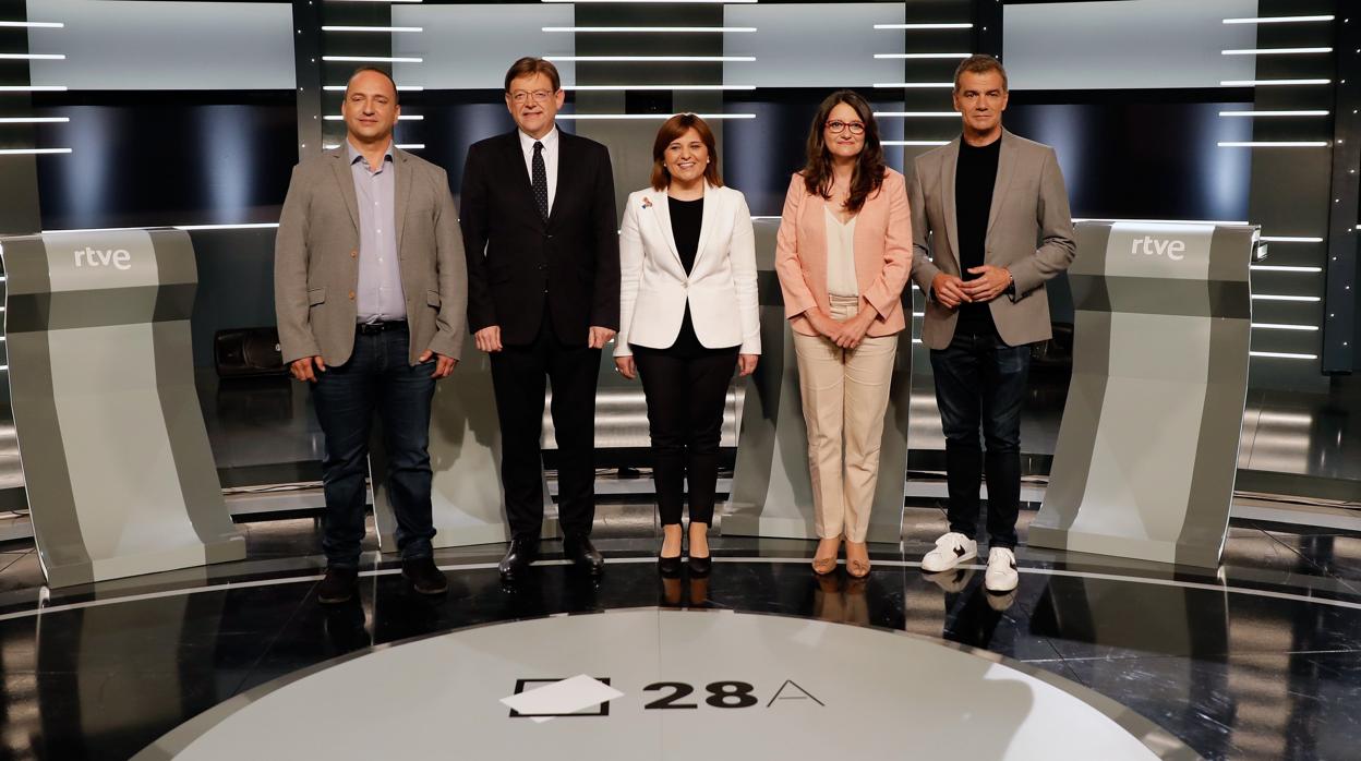 Imagen de los candidatos en el debate de RTVE de este miércoles