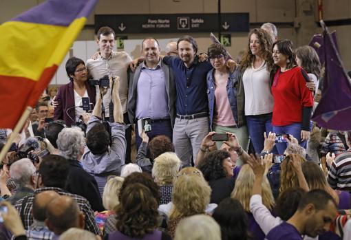 Imagen del mitin de Podemos celebrado este miércoles en Feria Valencia