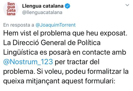 Un comentario en las redes sociales revela la agresiva política contra el castellano que hace la Generalitat