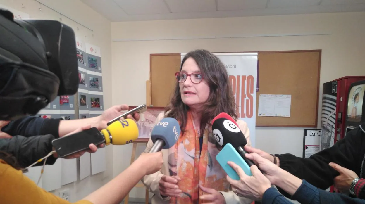 Imagen de la candidata de Compromís a la Presidencia de la Generalitat, Mónica Oltra, tomada este martes