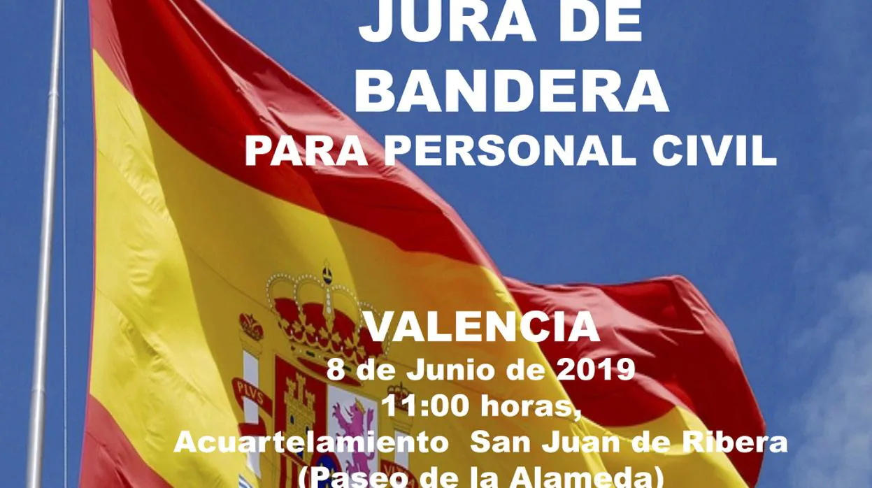 Cartel anunciador de la Jura de Bandera en Valencia, el próximo 8 de junio