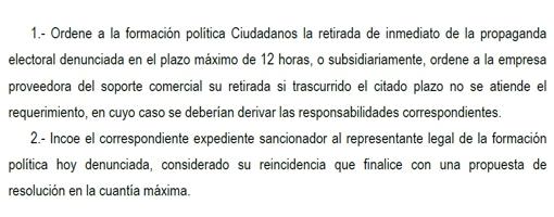 Extracto con la solicitud del PSOE