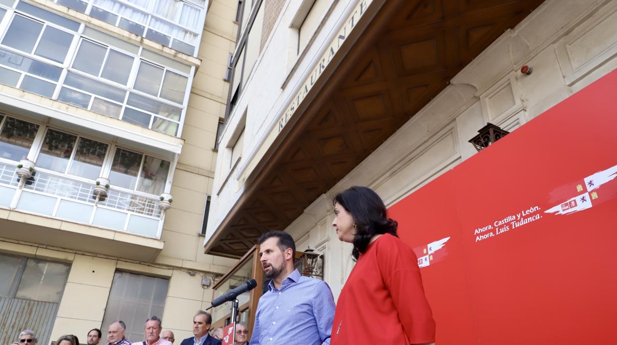 Luis Tudanca durante un acto electoral en Aranda de Duero (Burgos)