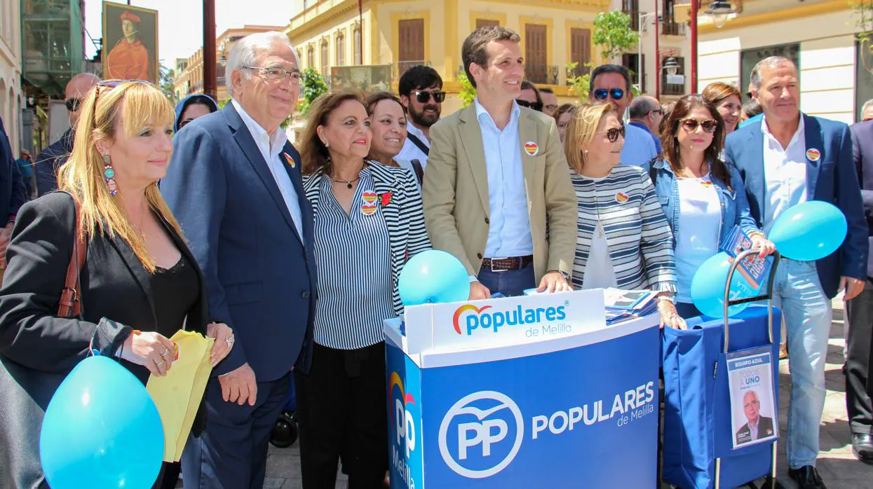Pablo Casado, líder del PP, ayer durante un acto electoral en Melilla