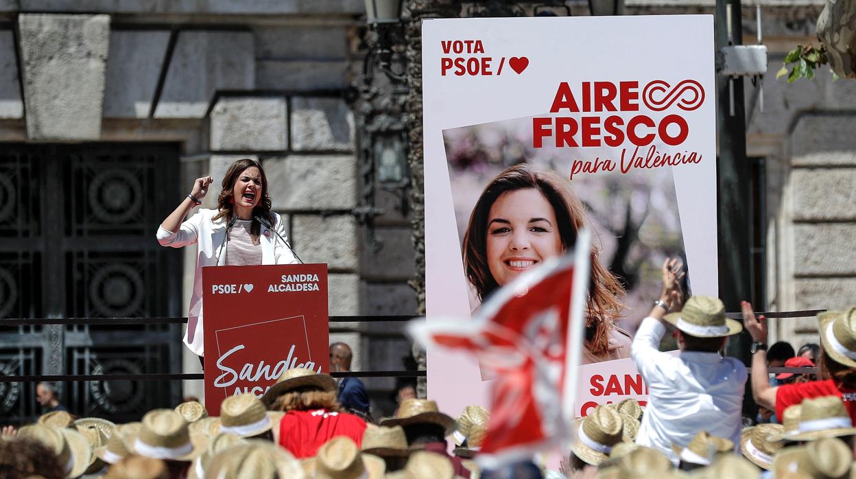 Imagen de la candidata del PSPV-PSOE. Sandra Gómez tomada este domingo