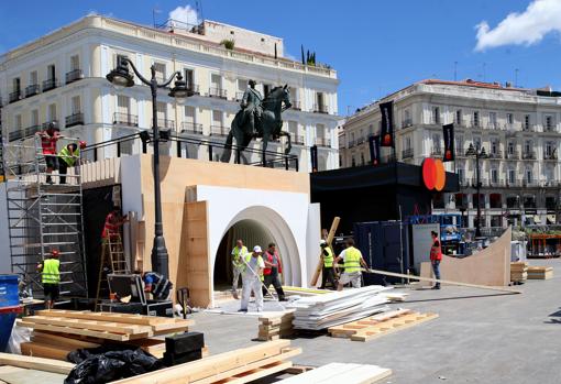 Pabellón instalado en la Puerta del Sol