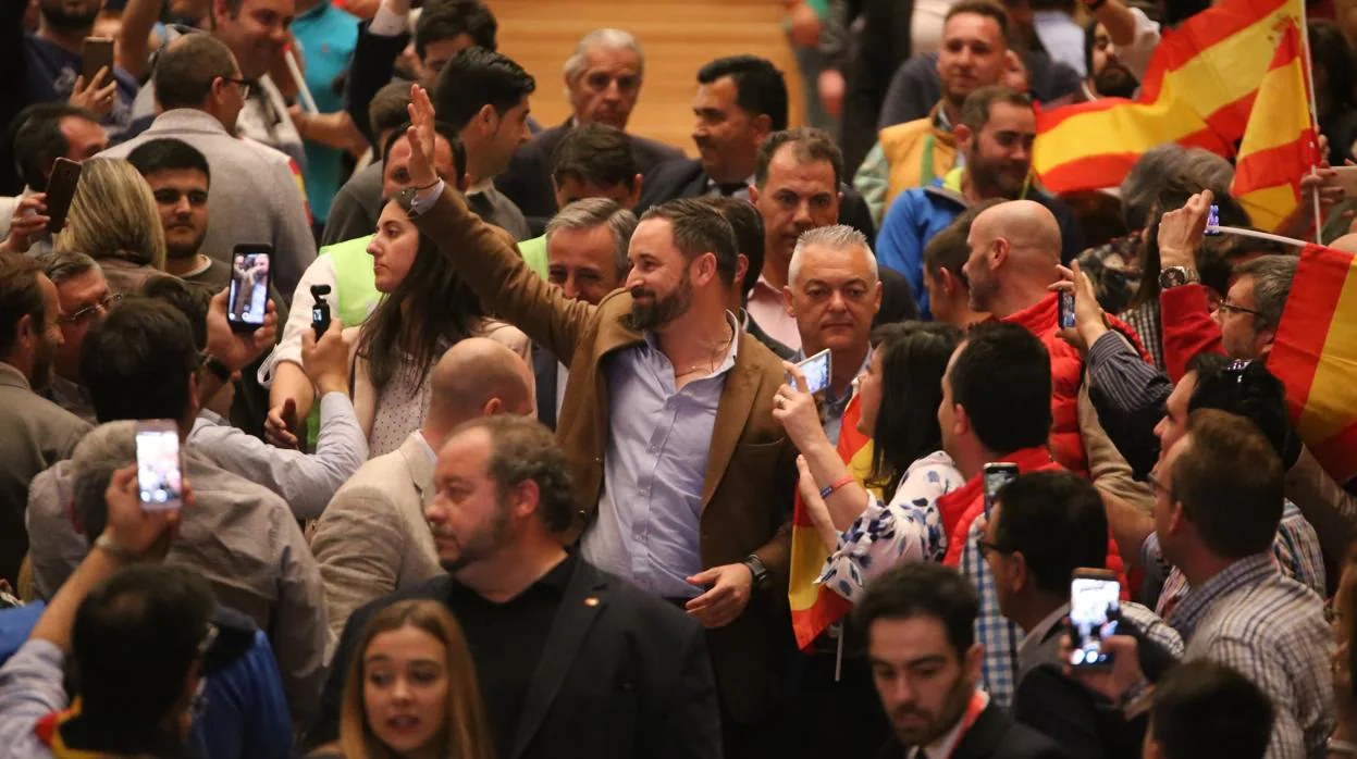 El líder de Vox, Santiago Abascal, en un mitin del PSOE, en una imagen de archivo