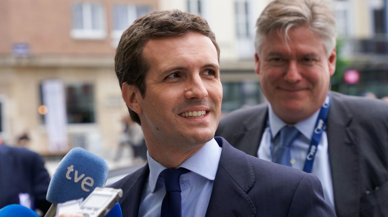 Pablo Casado, a su llegada a la cumbre del PPE