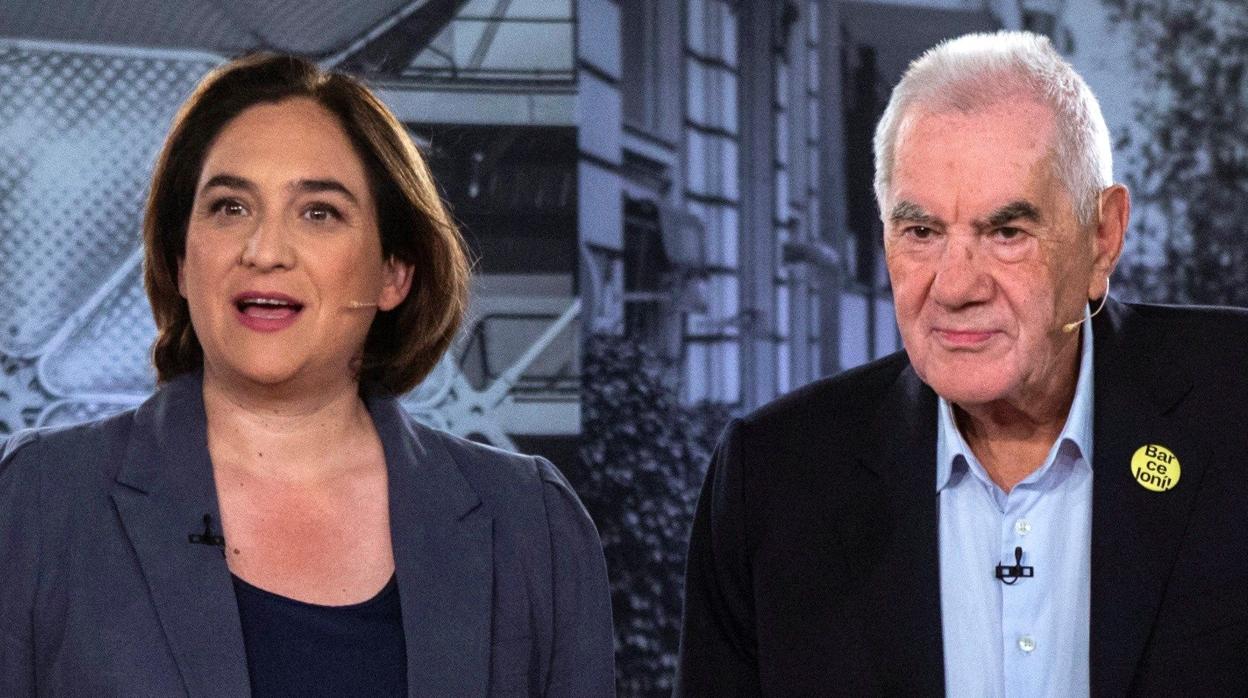 Colau y Maragall durante un debate de Betevé