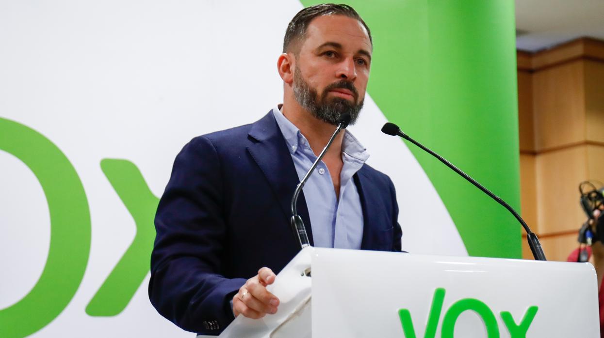 Santiago Abascal, en rueda de prensa tras los resultados del 26-M