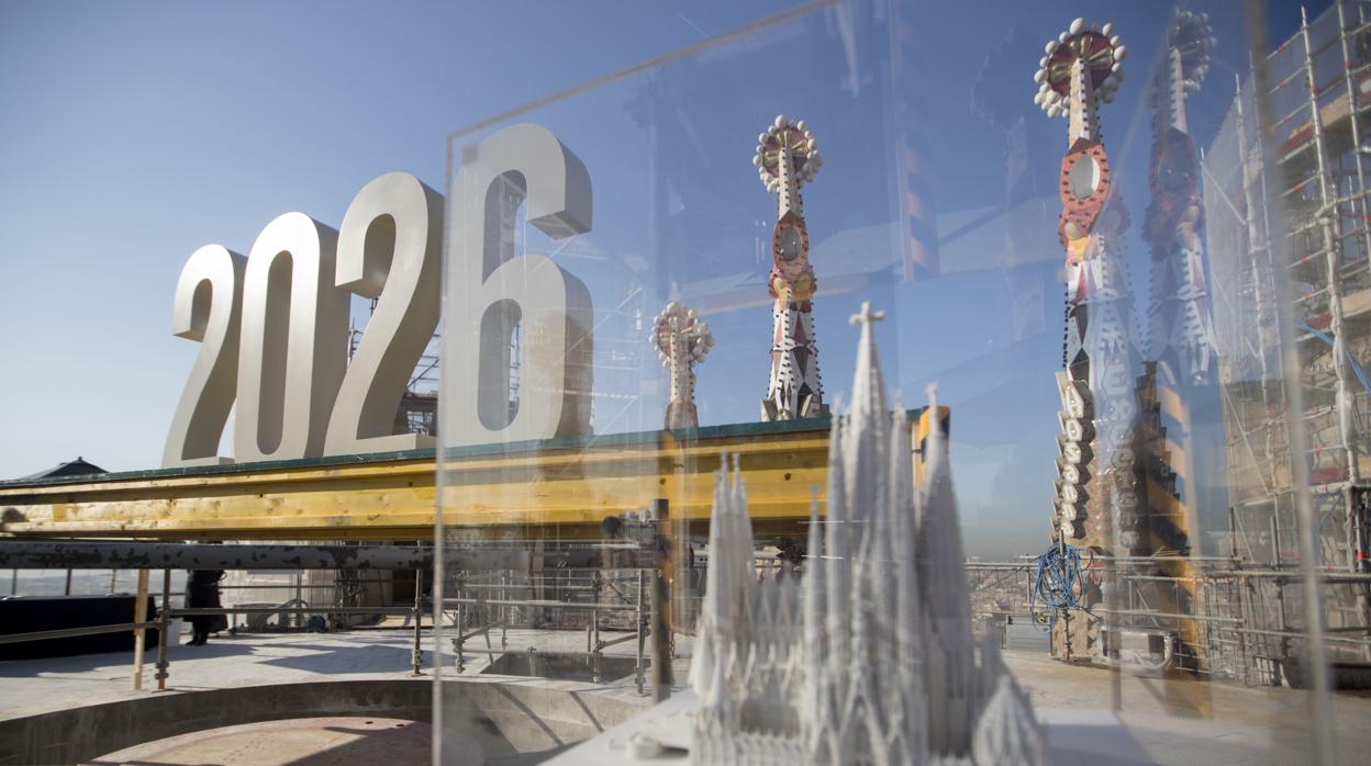 Vista del estado actual de las obras de la basílica de Antoni Gaudí