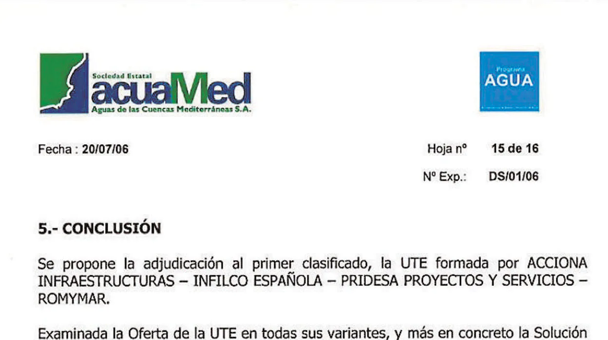Informe de la adjudicación de la desaladora de Torrevieja (Alicante)