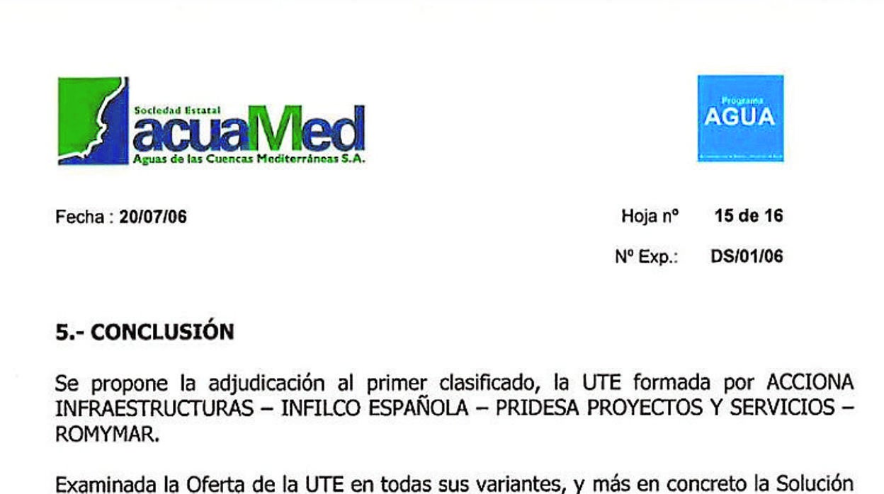 Acuamed: el «modus operandi» de las comisiones de las desaladoras