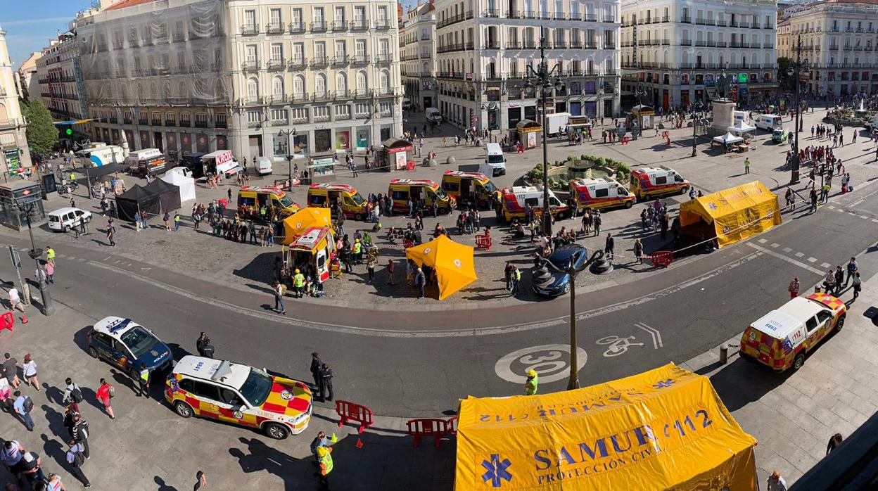 Rodaje de «La unidad» ayer en Sol, Madrid