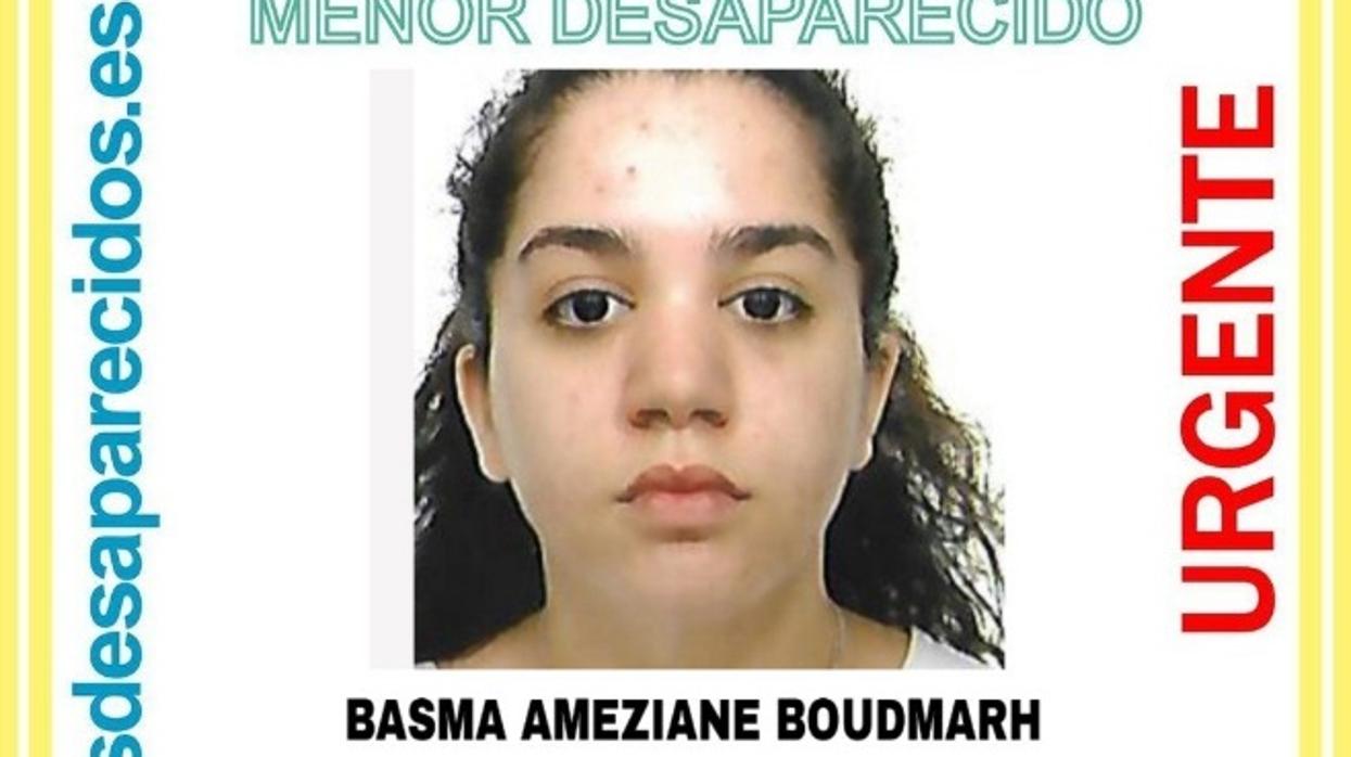 Cartel difundido con la imagen de Basma Ameziane