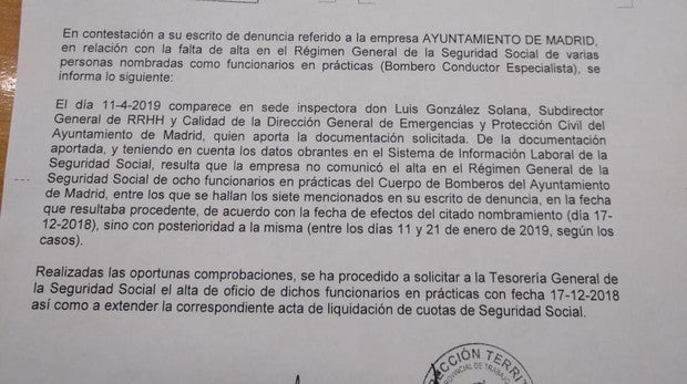 El Ayuntamiento estuvo un mes sin dar de alta en la Seguridad Social a ocho bomberos