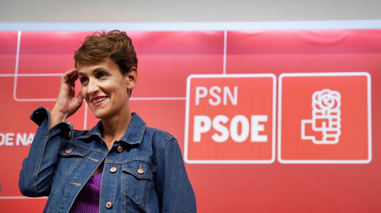 La secretaria general del PSN y candidata a presidir Navarra, María Chivite, durante un acto celebradocon motivo de las próximas fiestas de San Fermín