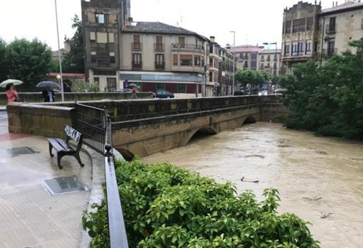 Inundaciones en Tafalla a causa de las intensas lluvias