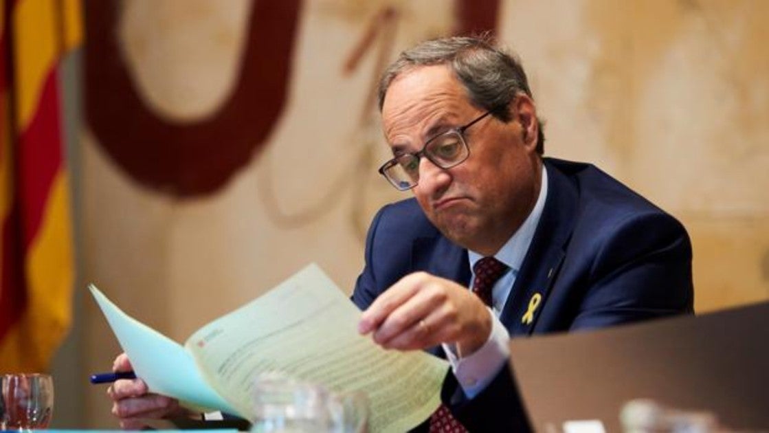 Quim Torra en la reunión semanal del gobierno catalán