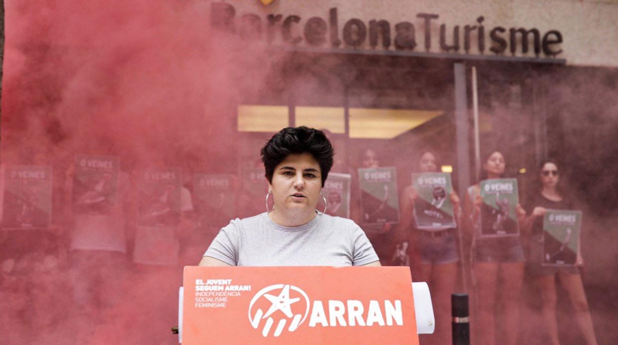 La portavoz de Arran, Adriana Roca, este miércoles en Barcelona