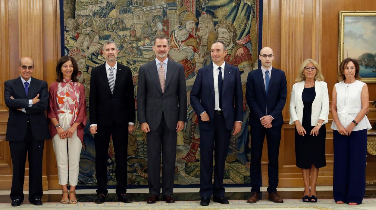 El rey Felipe VI, durante la recepción en audiencia a la Universidad de Burgos (UBU), con motivo de su 25 aniversario