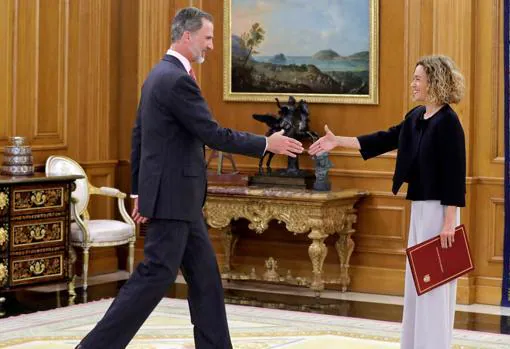 Don Felipe y la presidenta del Congreso, el pasado 3 de junio en el Palacio de La Zarzuela
