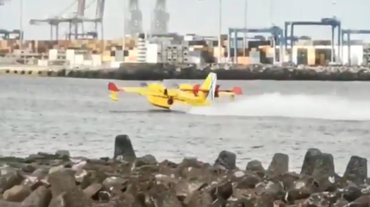 Vídeo: aplausos en Canarias a los hidroaviones al tomar agua en puertos para el incendio
