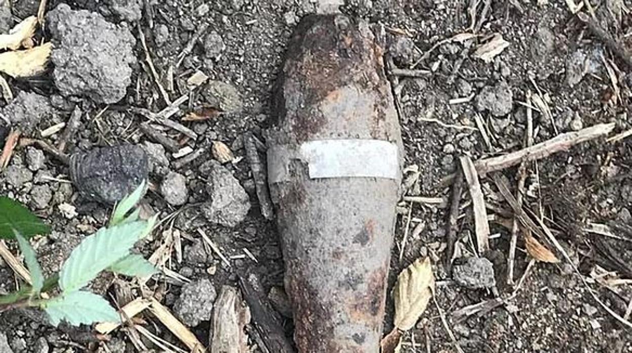 Proyectil de la Guerra Civil encontrado en una huerta de Valdemorillo