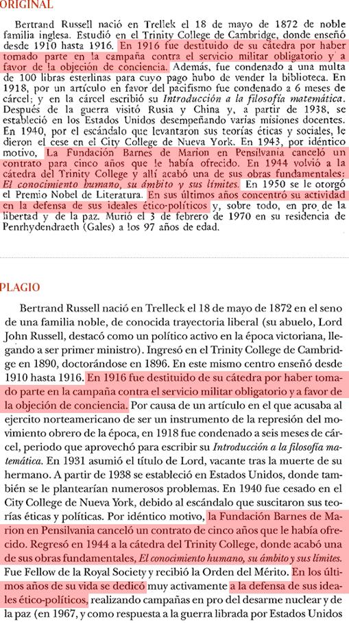 Plagio del libro de Cruz (pág. 27 ) a «Historia de la Filosofía», de Nicola Abbagnano (pág. 627)