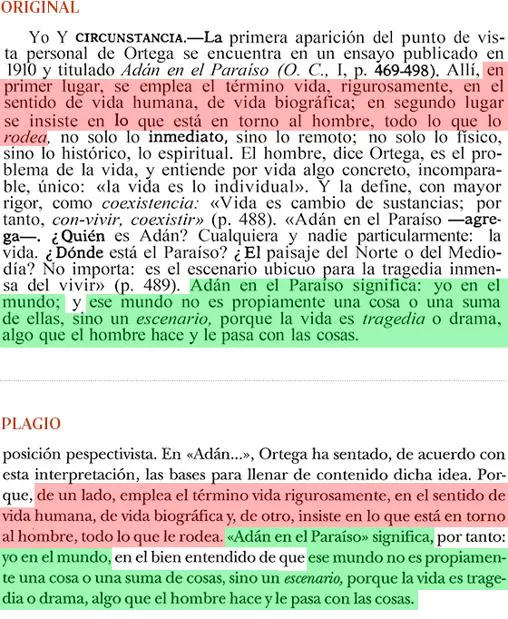 Página 436 del libro de Julián Marías de 1941 y página 421 de la obra de Cruz de 2002