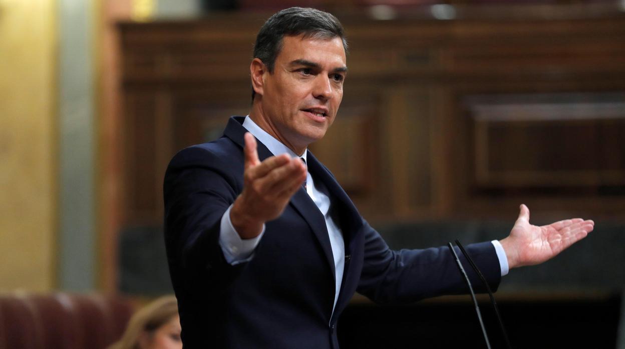 Pedro Sánchez, ayer, en el Congreso de los Diputados