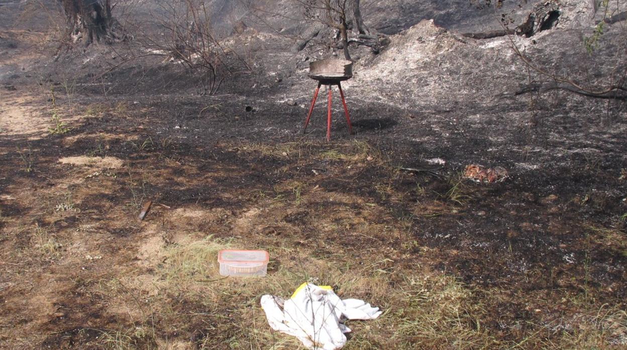 Barbacoa en la que se originó el fuego