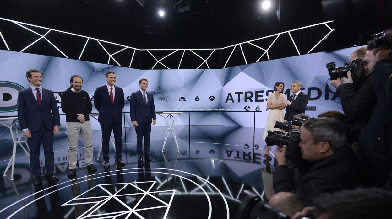 Imagen del debate a cuatro celebrado en Atresmedia en abril