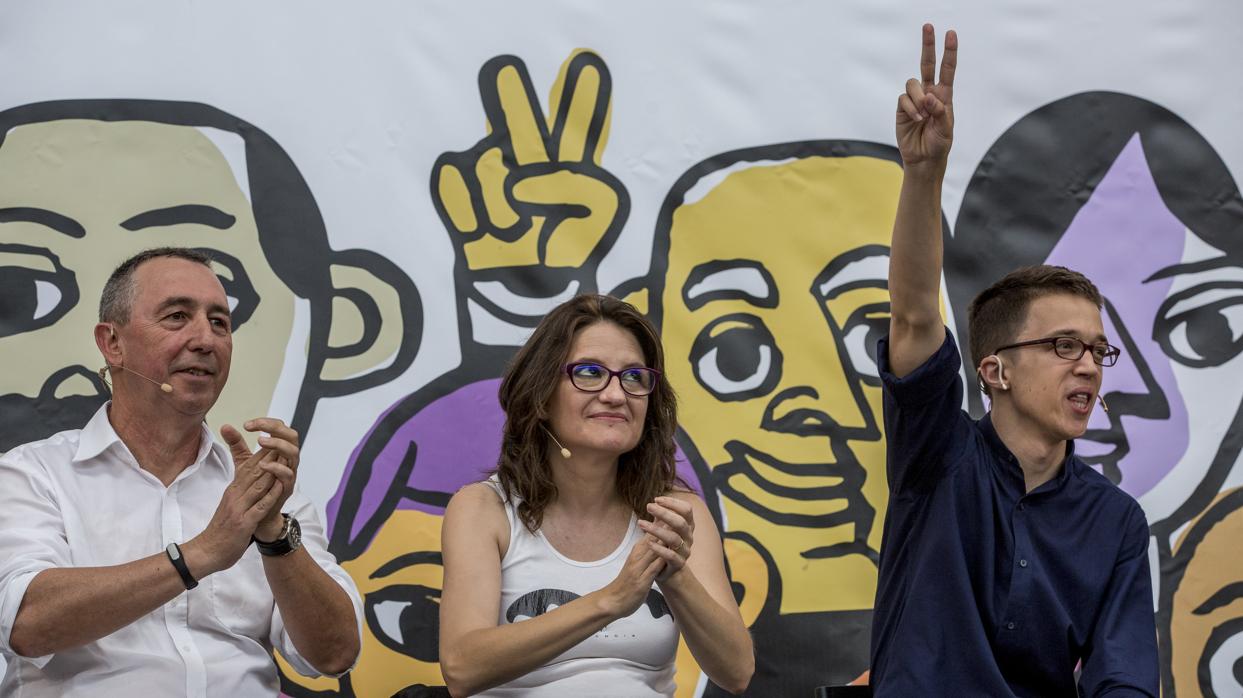 Joan Baldoví, Mónica Oltra e Íñigo Errejón, en una imagen de archivo