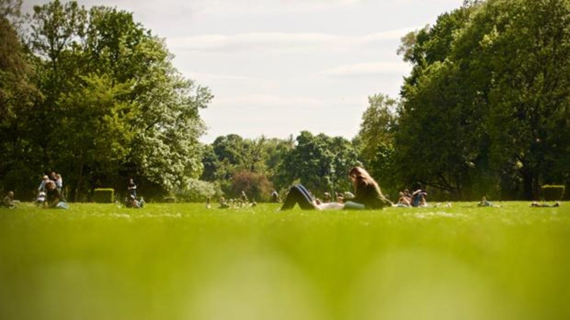 Imagen de unos jóvenes descansando en una zona verde